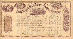 Toms River and Forked River Turnpike Co. - Stock Certificate